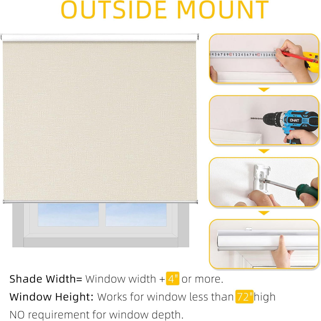Cordless 100% Blackout Roller Shade, with Striped Jacquard, Thermal Insulated, UV Protection Fabric, Total Blackout