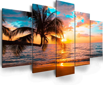 Abstract beach canvas wall art Landscape Art - 5 Pieces Canvas Wall Art, Beach Decor Canvas Wall Art, Sunset On