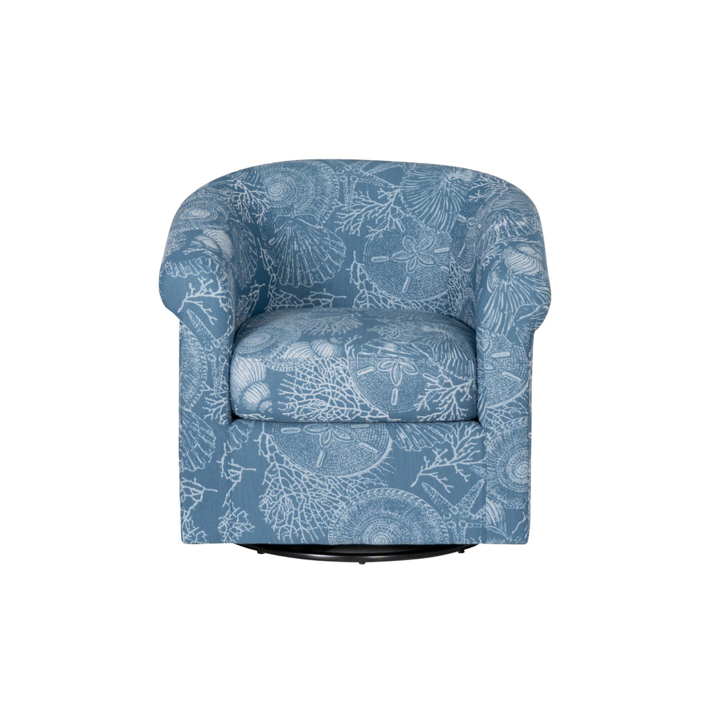 Felicity Blue & White Coastal Swivel Club Chair