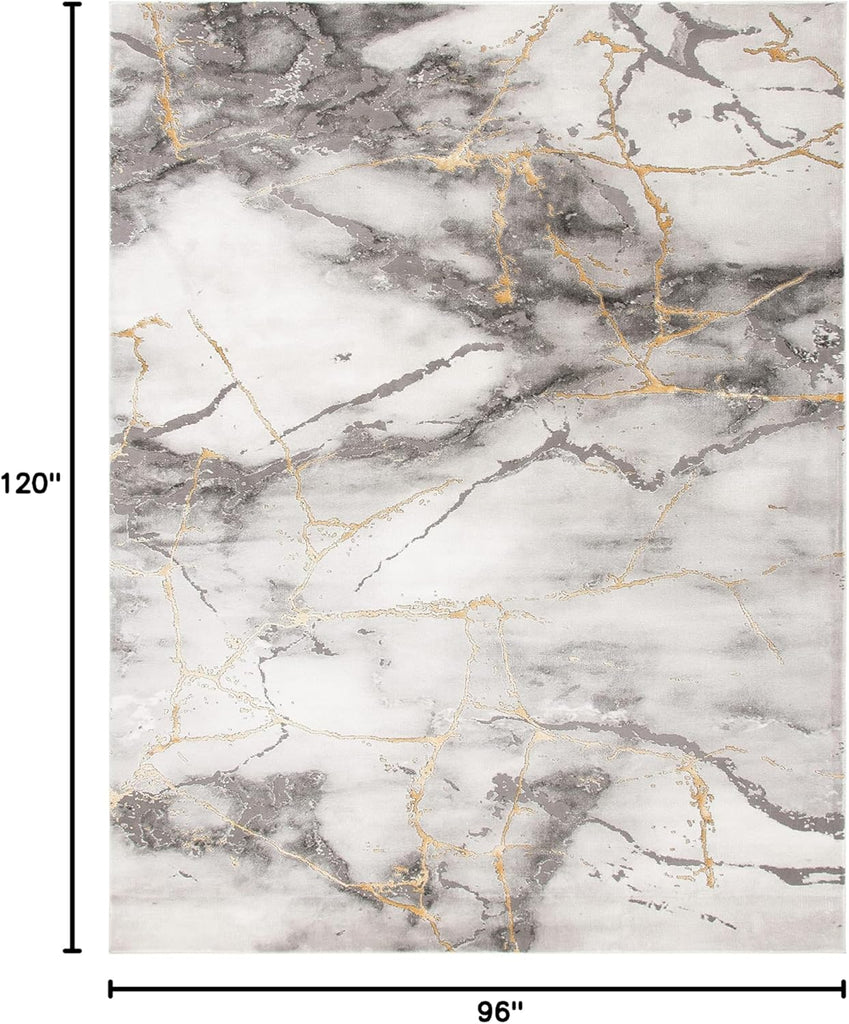 Area Rug 8x10 - Craft Collection - Large - Grey & Gold, Modern Abstract Design, Non-Shedding & Easy Cleaning, Ideal