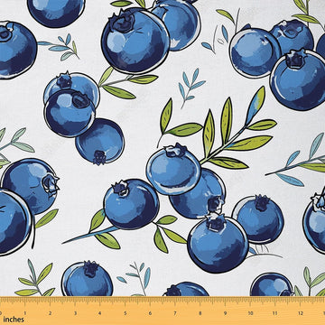 Fresh Fruits Flannel Soft Flannel Fabric by The Yard Soft 10 Yards Blueberries Upholstery Fabric for Sofa Chair