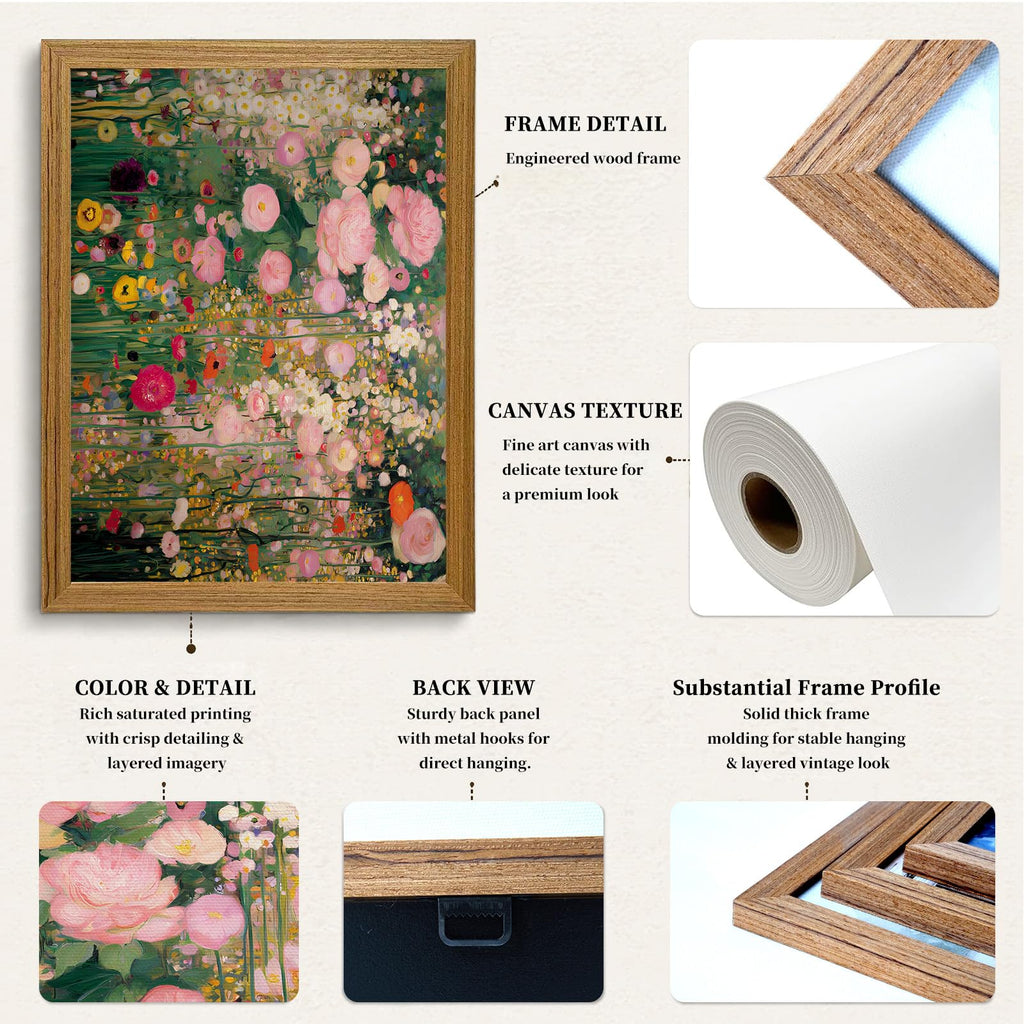 Floral Wall Art Wildflower Meadow Picture Wall Decor Gustav Klimt Print