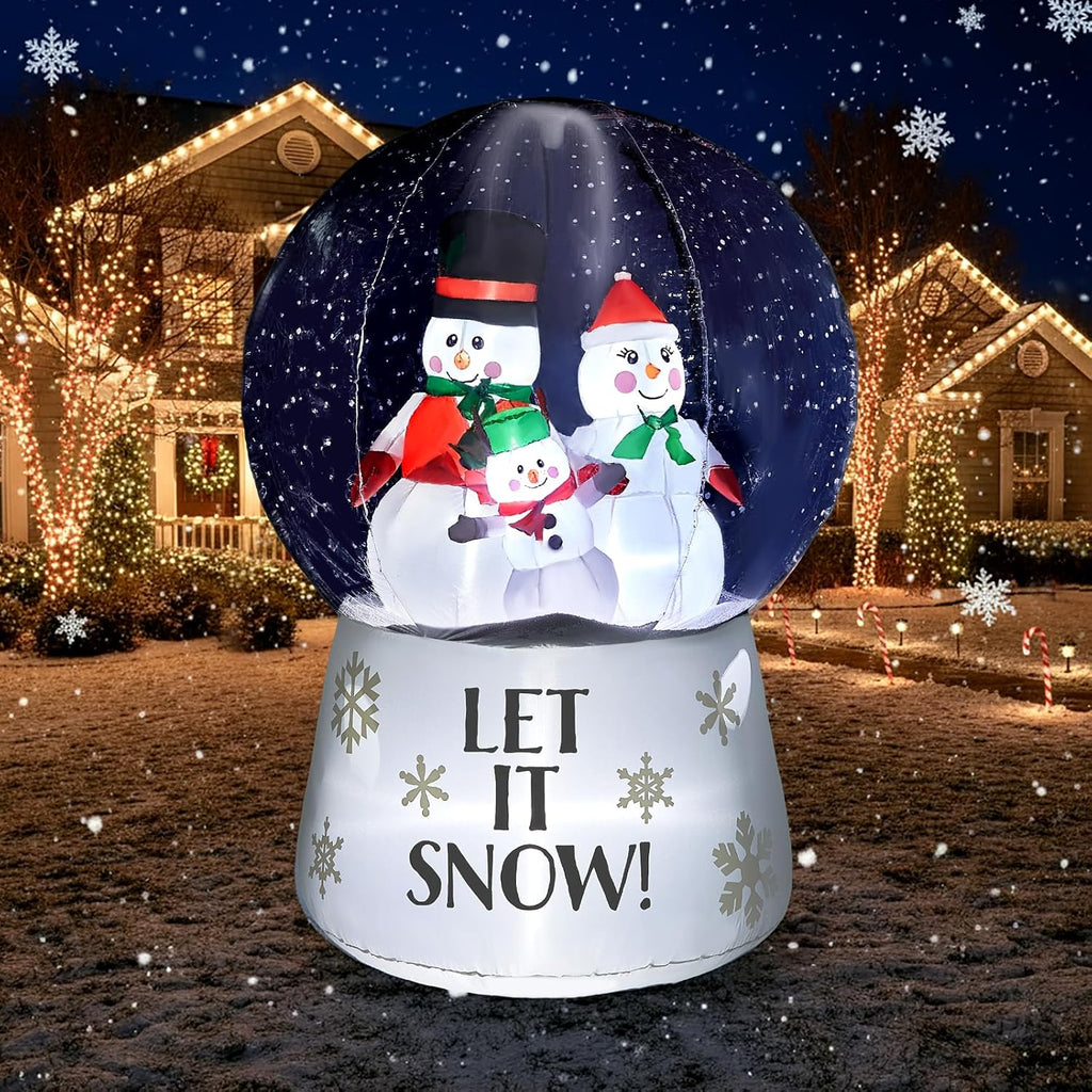 6 FT Large Inflatable Snow Globe with Snowman Family
