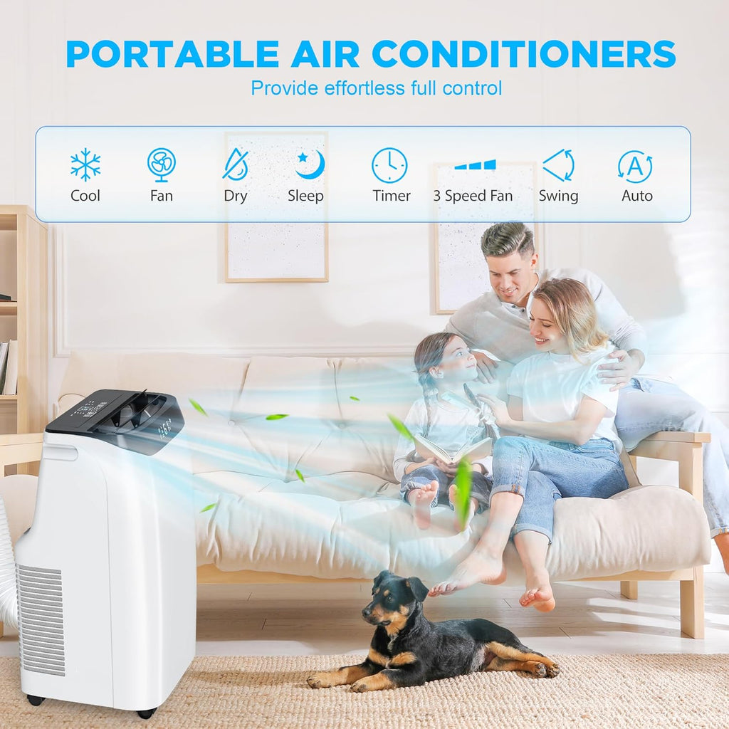 12,000 BTU Portable Air Conditioner Cools Up to 500 Sq.Ft, 3-IN