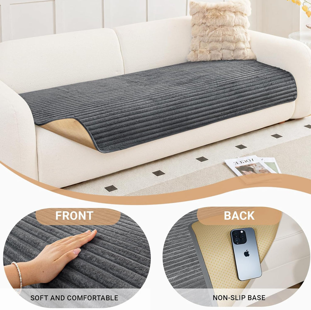 Couch Covers for Dogs Waterproof Flannel Striped Sofa Cover Pet Friendly Washable Dog Mat for Couch Anti Slip