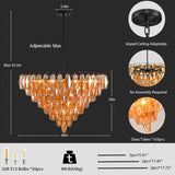 Black Round Chandelier, 36" Large Chandeliers for Dining Room, 20-Light with Clear Amber Glass Tiered Chandelier for Living Room, Modern Chandeliers for Bedroom, Kitchen Island, Entryway A118-B0F18HZCJB