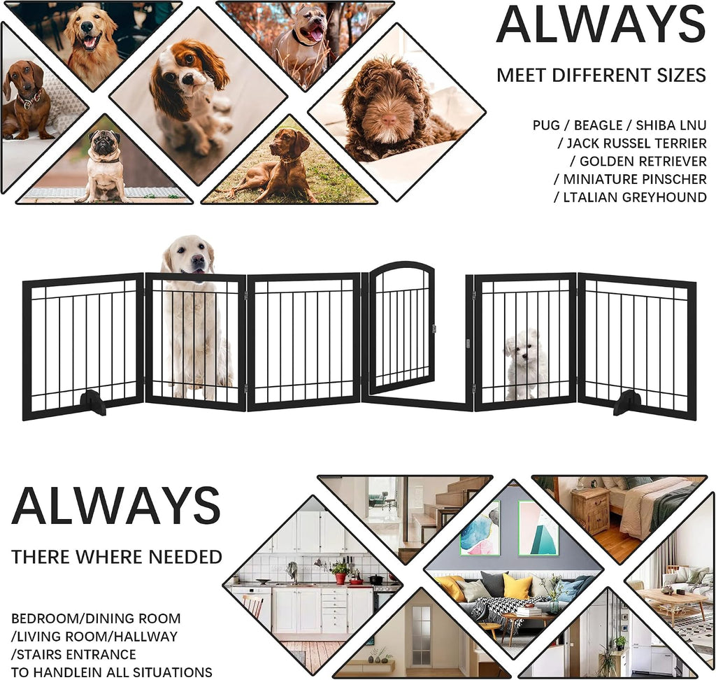 144-inch Extra Wide 30-inch Tall Dog gate with Door Walk Through, Freestanding Pet Gate for Halls, Stairs & Home, Pet