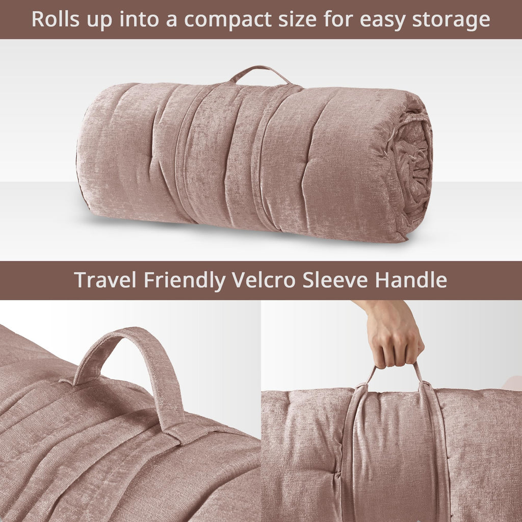 Foldable Lightweight Lounge Floor Pillow 27" x 74" Blush