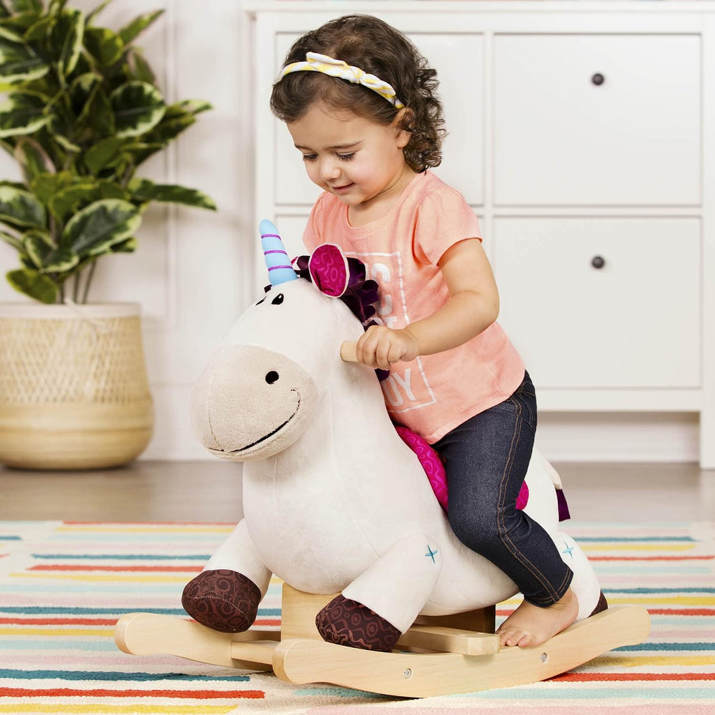 Unicorn Rocker, Dilly-Dally Wooden Ride-On Plush Toy, Soft Toys