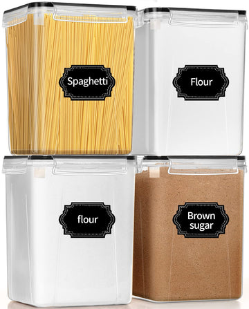 Large Airtight Food Storage Containers 5.2L / 195oz, 4pcs Pantry Kitchen Organizers and Storage for Flour, Sugar