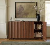 Buffet Cabinet with Storage, Mid Century Modern Sideboard with Wave Design, Wood Grain Finish