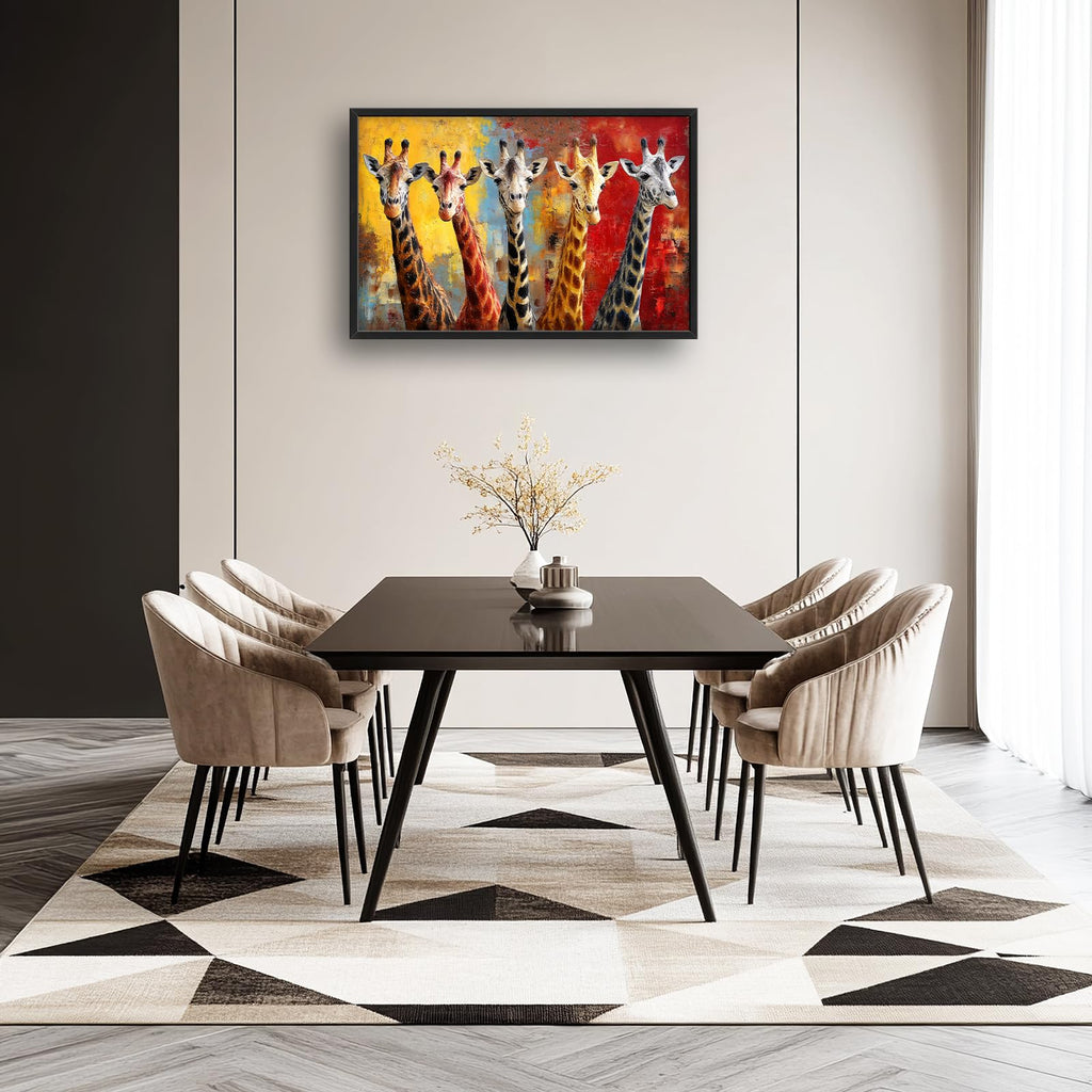 Large Wall Art Giraffe Canvas Wall Decor Funny Animal Pictures African Wildlife Paintings Prints Big Textured Artwork