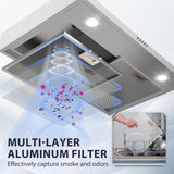 30 Inch Stainless Steel Under Cabinet Range Hood 900 CFM 4 Speed Gesture & Touch Control, LED Lights, Baffle Filters