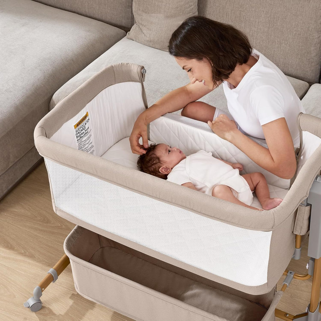 3 in 1 Baby Bassinet, Rocking Bassinet, Bedside Bassinet, 6-Height Adjustable, Bassinet Bedside Sleeper, Bedside