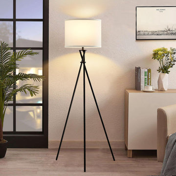Black Tripod Floor Lamp, 61" Floor Lamps with Rotary Switch