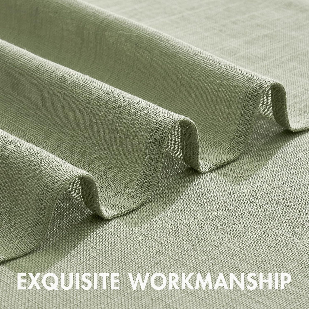 Spring Linen Textured Kitchen Window Curtains over Sink 24 Inch Length Semi Sheer Farmhouse Small Curtains for Cafe