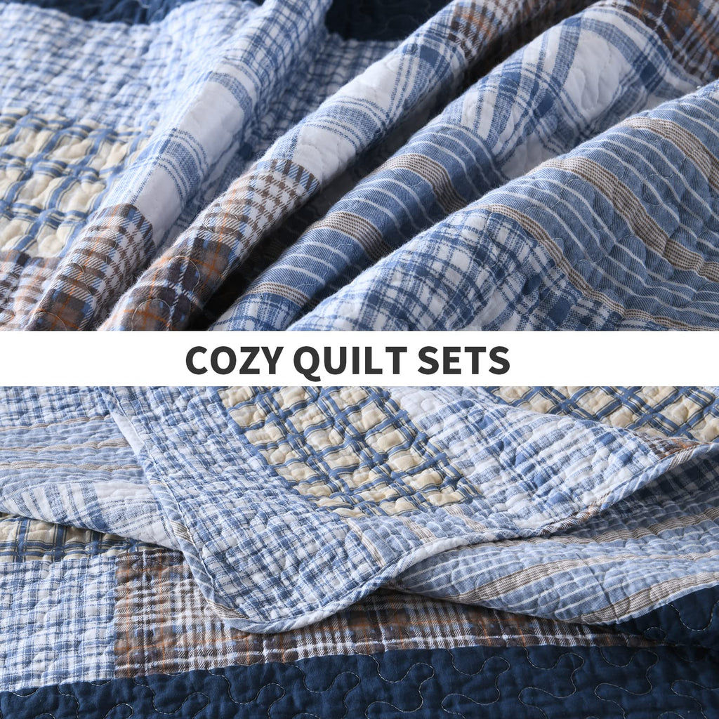 100% Cotton Quilt - Farmhouse Patchwork Quilt Bedding Set