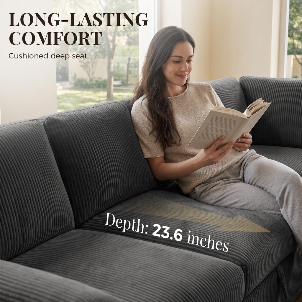 Modular Sectional Sleeper Sofa with Pull Out Bed, Dark Grey