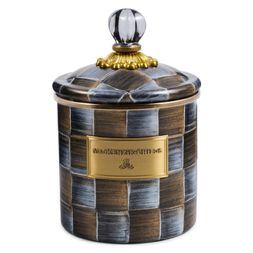 Enamel Canister, Small, Gray-and-Bronze Sophisticheck