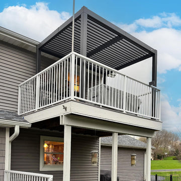 Louvered Pergola 10' x 12' Aluminum Outdoor Pergola with Adjustable Louvers Roof and Integrated Drainage System 70 Mph