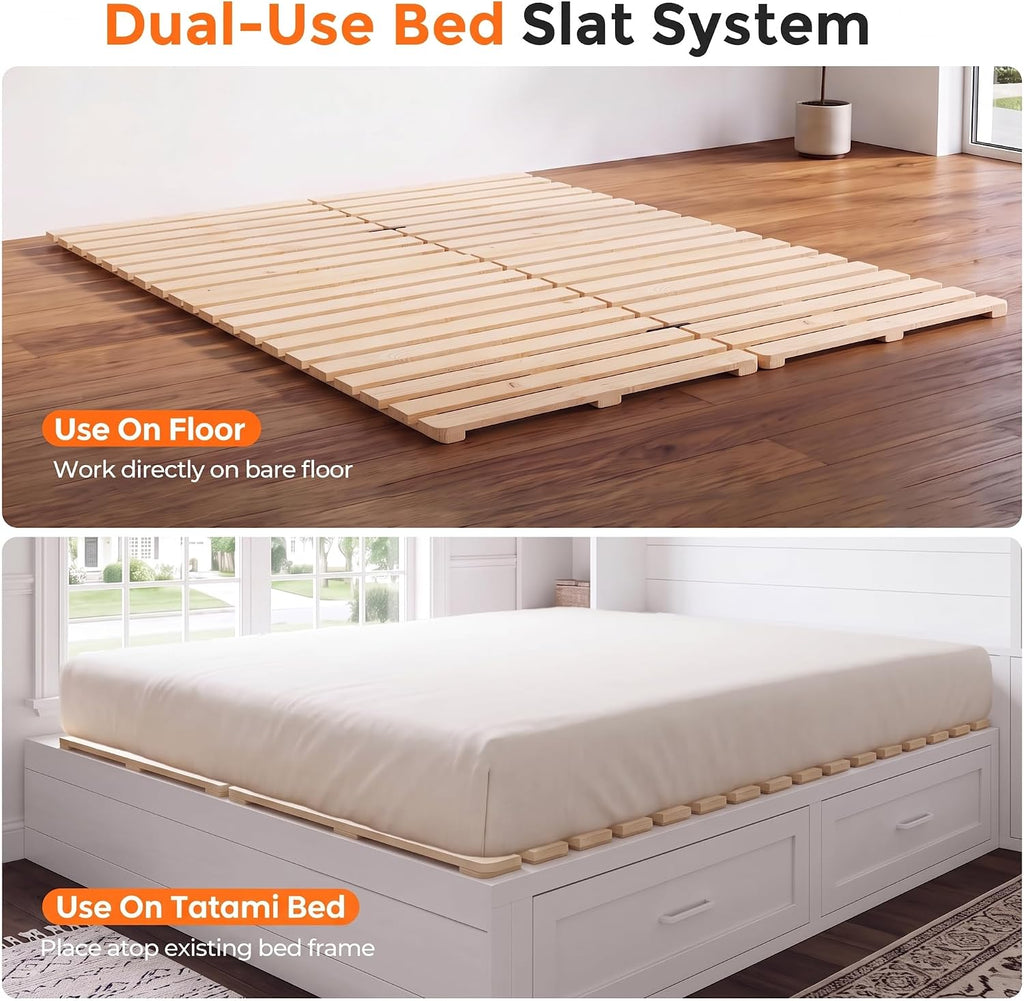 Bed Frame, Foldable Tatami Floor Bed Frame, Futon Frame