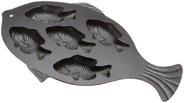 Fish Impression Cornbread Pan, Cast Iron, Black, 16.25 Inch