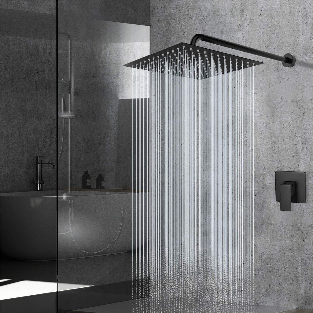 Rain Shower Head - High Flow Large Rainfall Shower Heads Made of Stainless Steel - Waterfall Bathroom Square