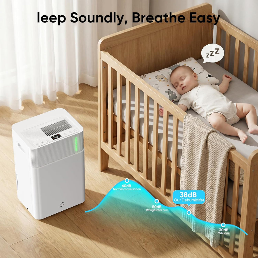 52 Pints Dehumidifier for Home, 4500 Sq. Ft Dehumidifier for Basement with Drain Hose, 3 Modes, Ultra Quiet