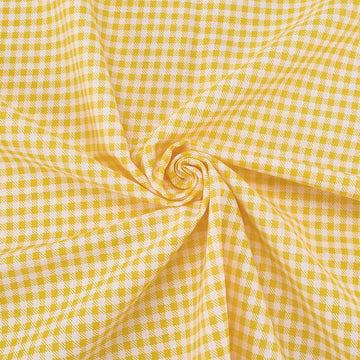 Gingham Cotton Fabric Yellow Plaid Fabric 62.9 Inch Checkered Crafts Fabrics Tartan Pattern Sewing Fabrics for DIY