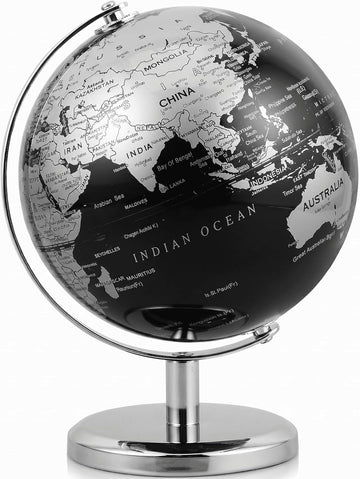 6 Inch Small World Globe with Antique Bronze Stand Earth Desktop Decor for Kids & Adults Geography Learning Globe