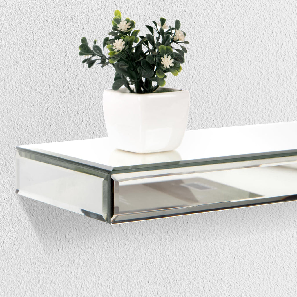 Mirrored Floating Shelves for Wall, Set of 3, Silver