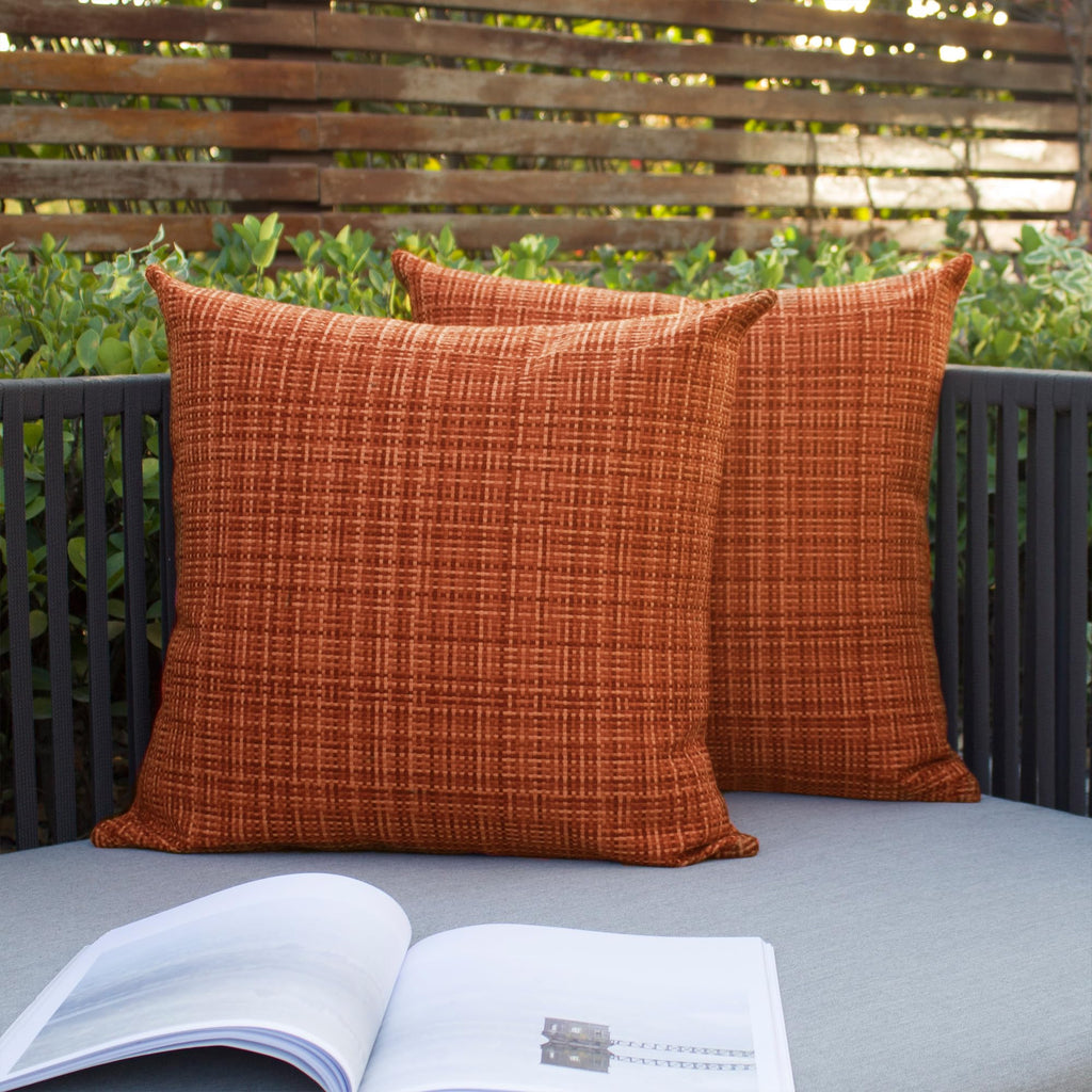 Outdoor Waterproof 16"x16" Pillow Covers 2 Pack, Burnt Orange