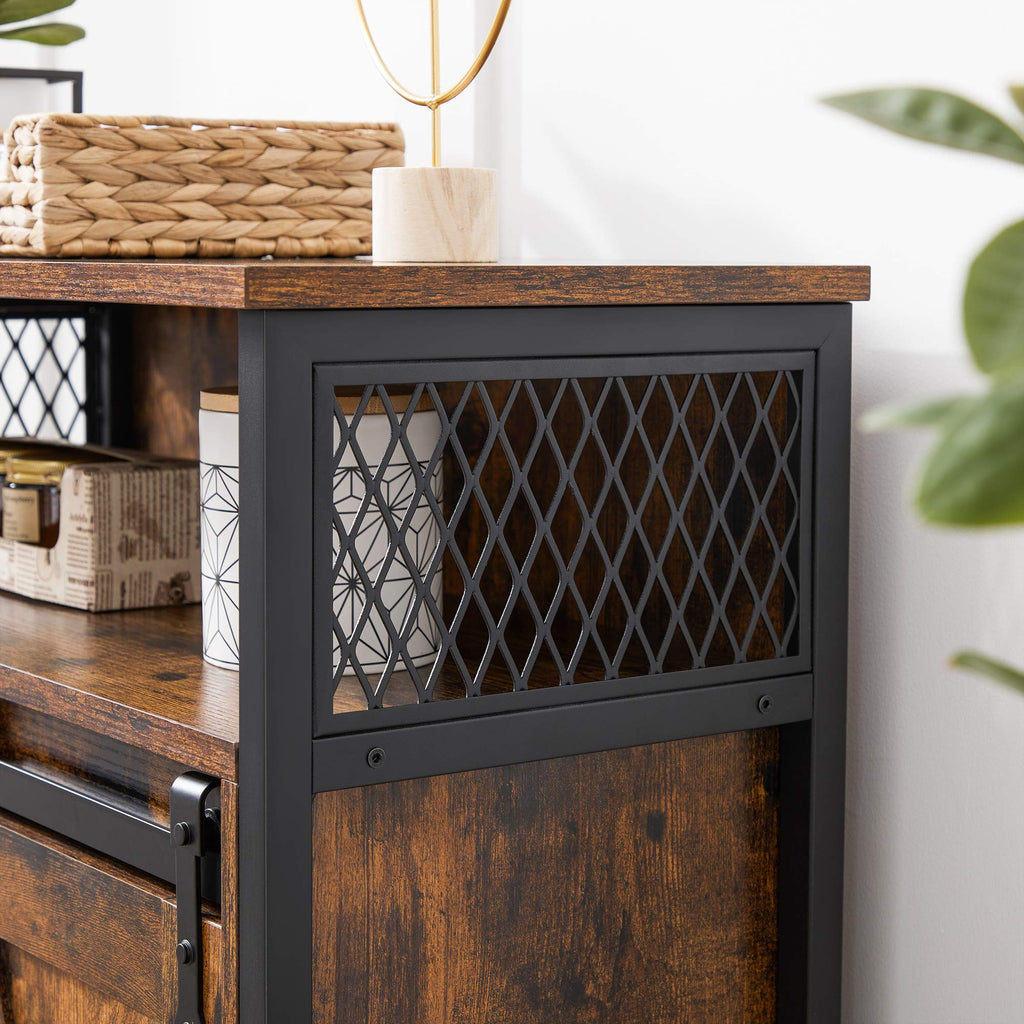 Buffet Cabinet, Coffee Bar with 1 Sliding Barn Door