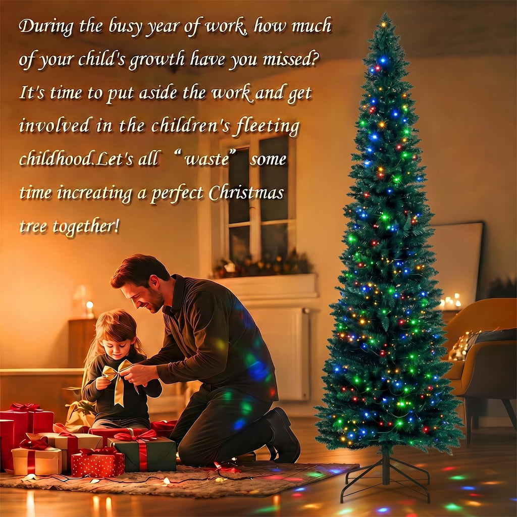 Prelit Slim Pencil Christmas Tree,Artificial Tall Skinny Xmas Tree