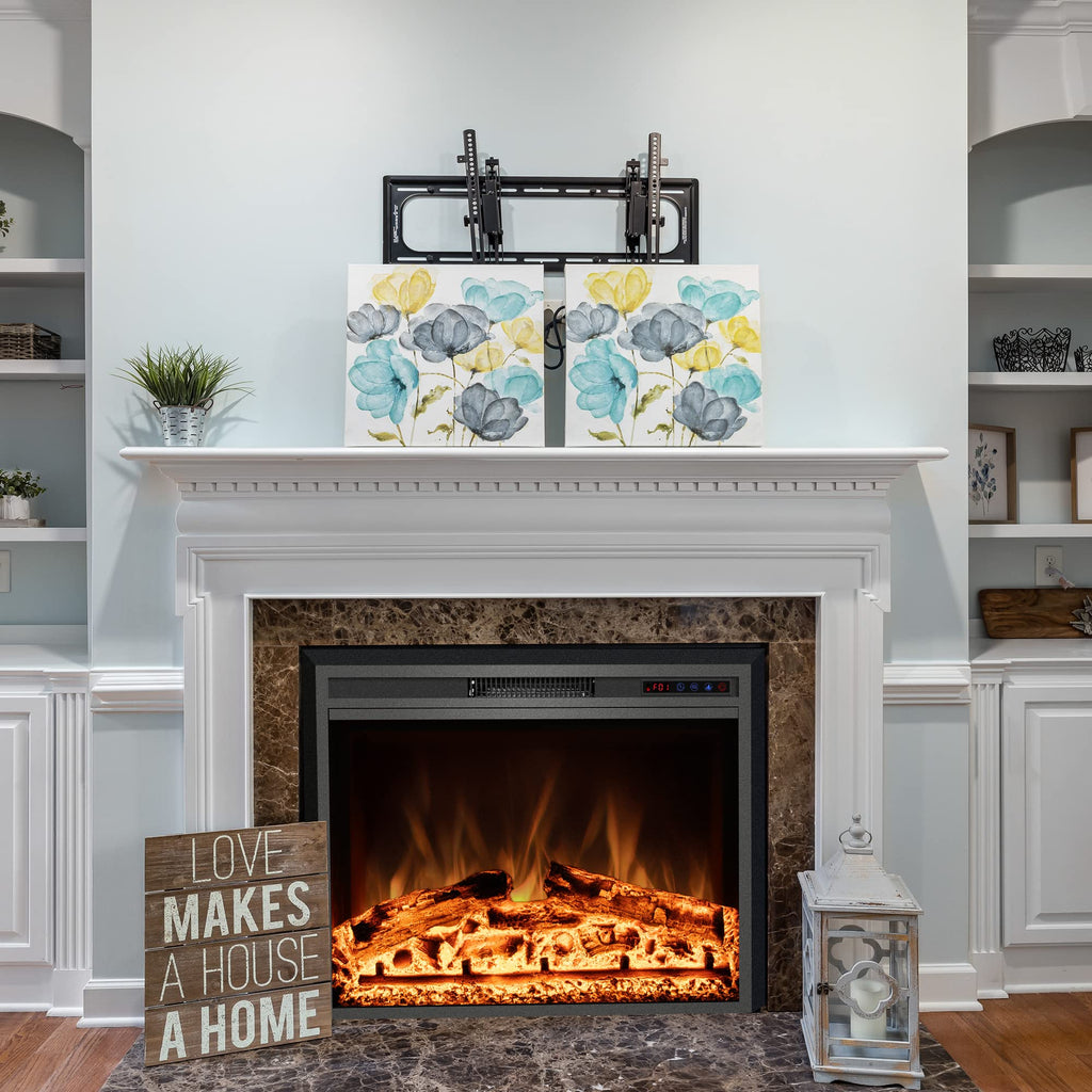 Electric Fireplace, 30" Electric Fireplace Inserts, Recessed Fireplace Heater with Remote Control, Adjustable Flame