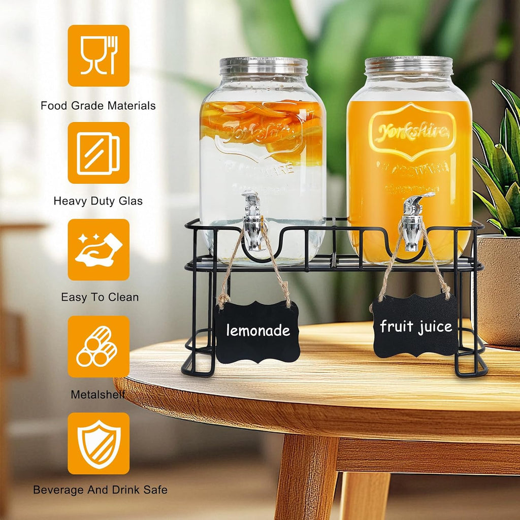 Gallon ,Beverage Jars with Stand - Set of 2