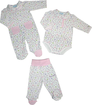 Me & My Baby Piece Baby Boy Set - Flowers Print - Pima Cotton - By Iky Store