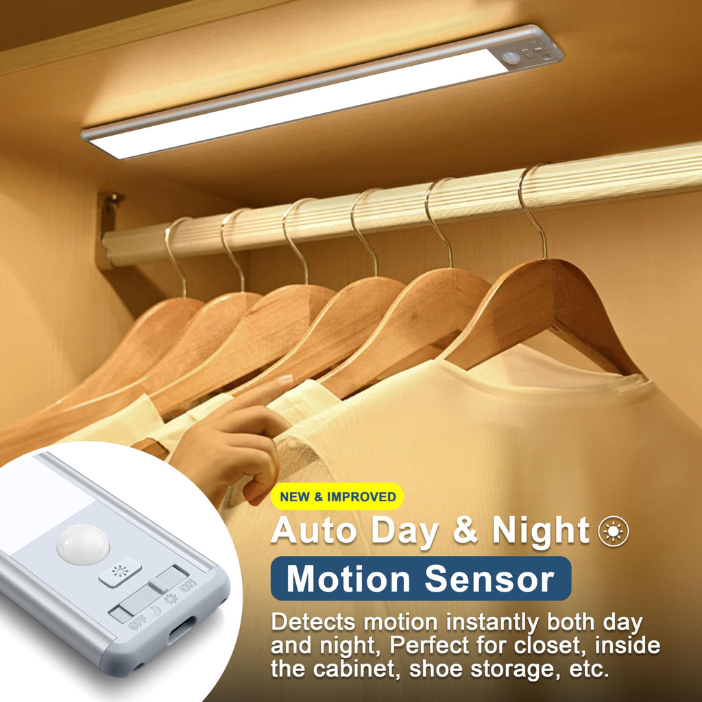 Under Cabinet Lighting, 40 LED Motion Sensor Light Indoor Rechargeable, 1800mAh Closet Lights Battery Operated