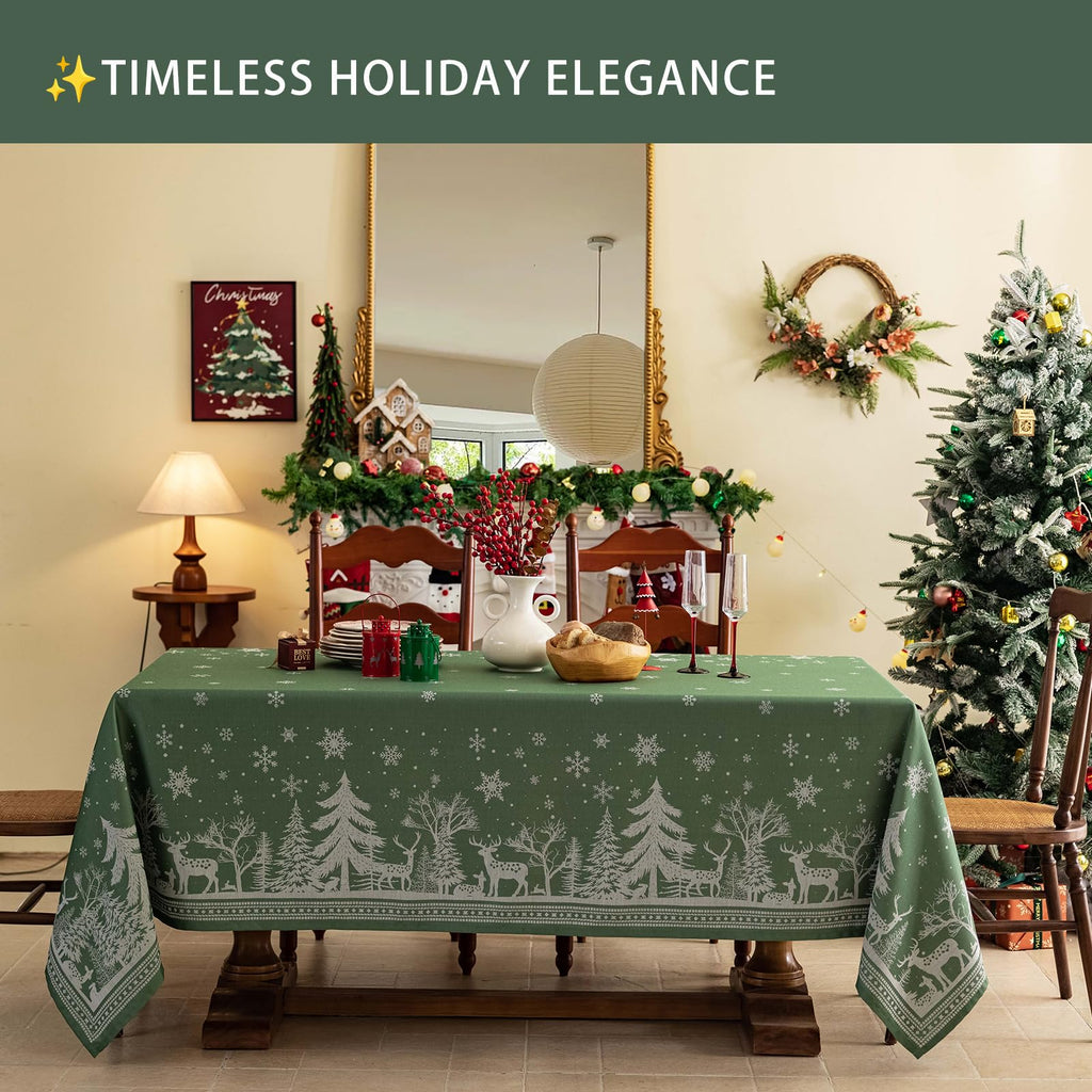 Green Christmas Tablecloth Rectangle 60"x90"