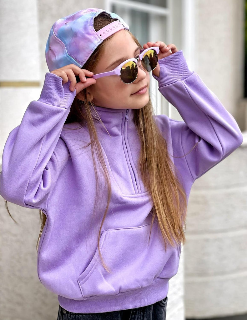 Girls Half Zip Sweatshirt Fleece Quarter Zip Pullover Sweatshirts