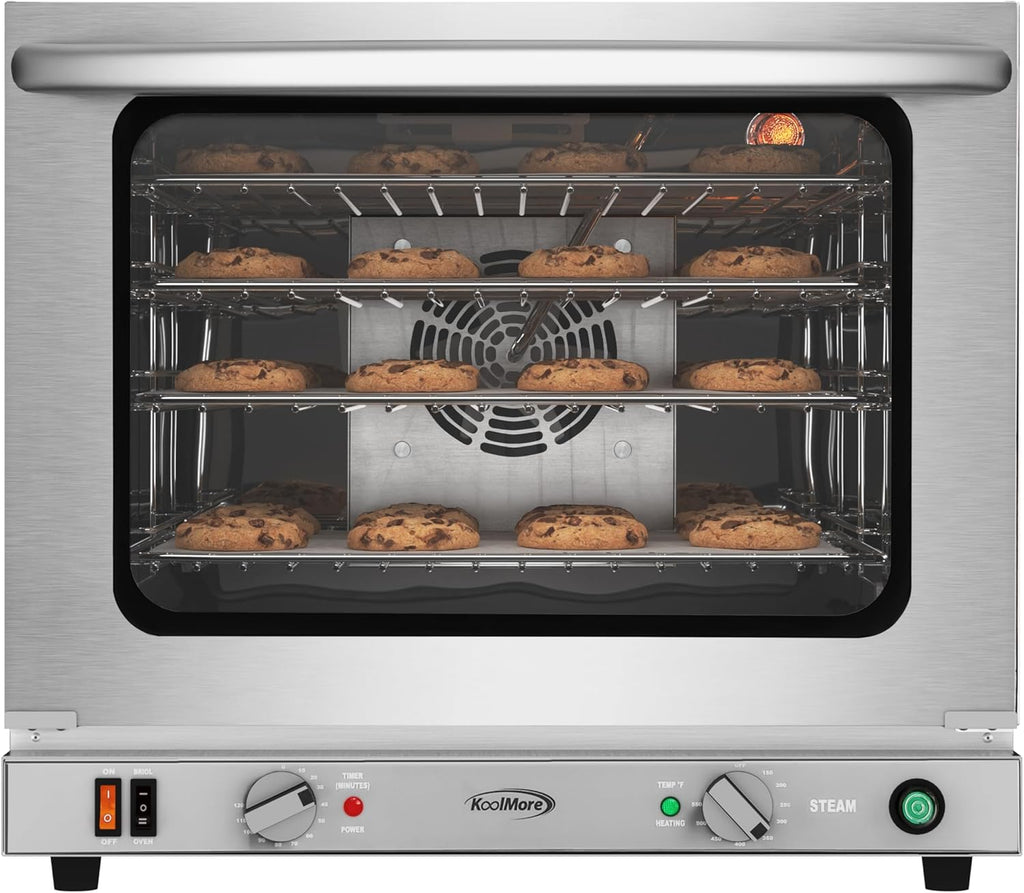 23 in. Commercial Countertop Convection Oven for Half-Size Pans with 4 Racks 2800W of Power and Stea