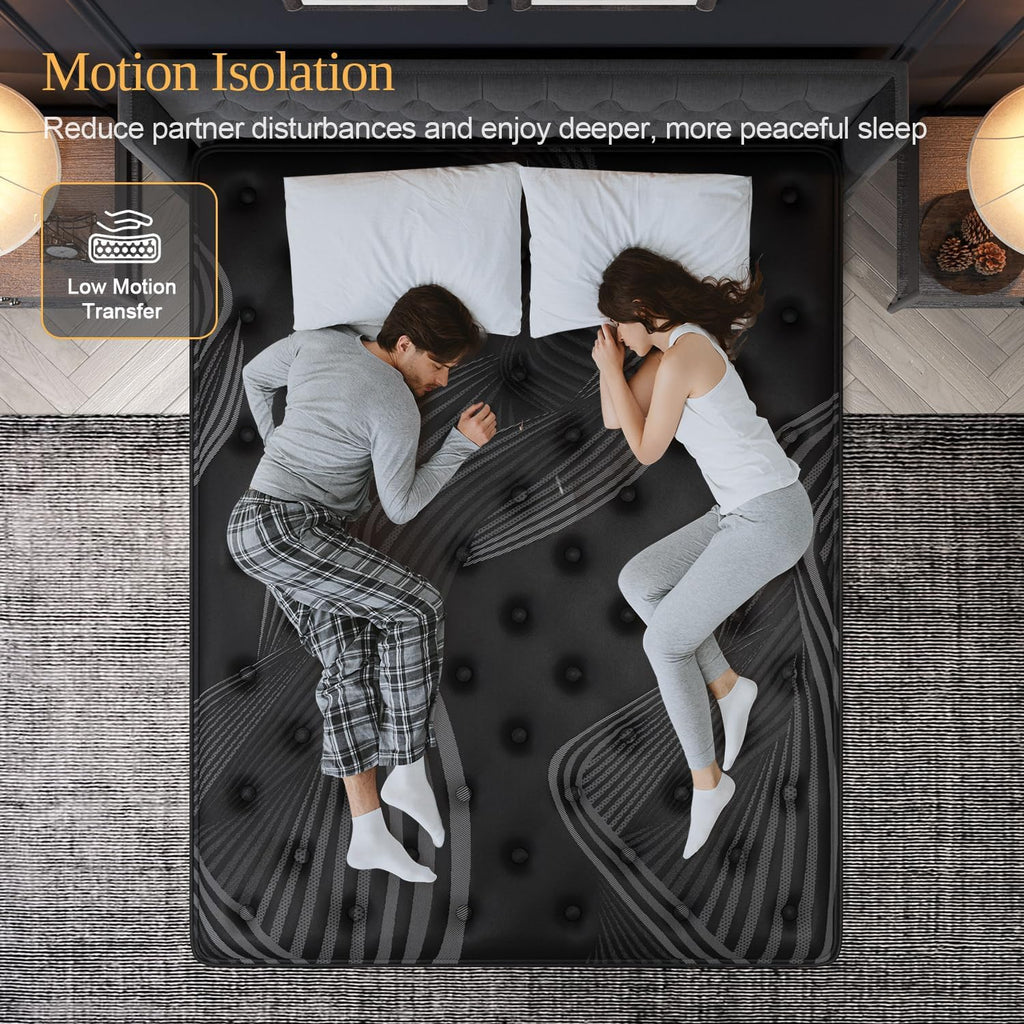Queen Mattress, 14 Inch Hybrid Mattresses, Medium-Firm Feel with Pocket Springs & Cooling Gel Memory Foam