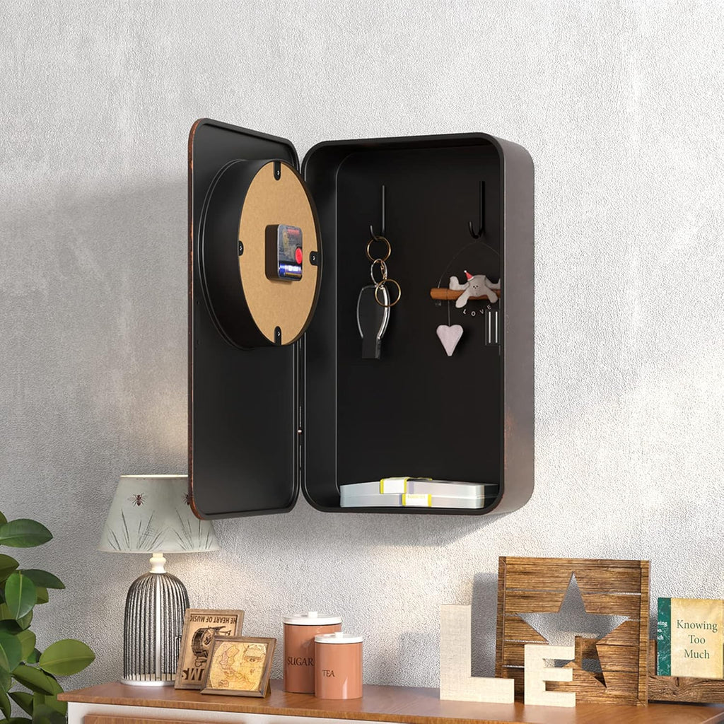 Abdurey Retro Old Telephone Wall Clock with Hidden Safe, Battery Operated Quartz Metal Wall Clocks