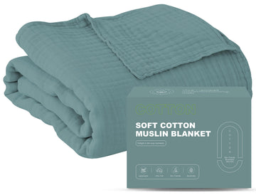 6 Layer Muslin Bed Blanket - Breathable and Lightweight Gauze Boho Blanket for Spring, Soft 100% Cotton Muslin
