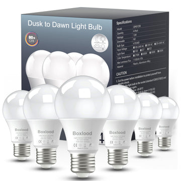 Dusk to Dawn LED Outdoor Light Bulb, 12W Supper Bright A19 Dusk to Dawn Light Bulbs, Auto on/Off Photocell Automatic