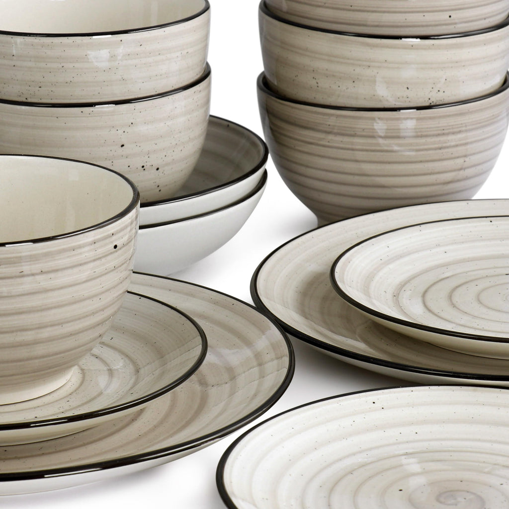 Gia 24 Piece Stoneware Dinnerware Set (Cream)