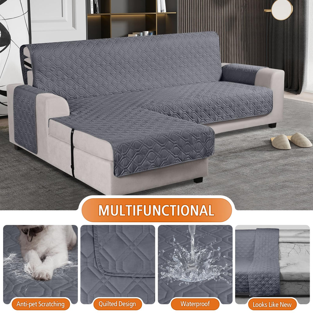 Upgraded Sectional Couch Covers 100% Waterproof L Shaped Sofa Slipcover Reversible Chaise Lounge Cover for Sectional