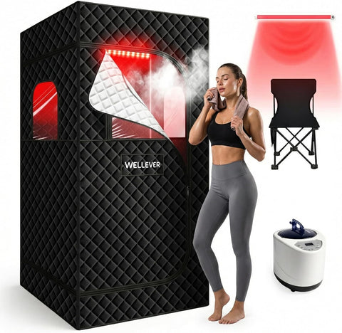 Upgraded Sauna Box, Infrared Sauna for Home, Portable Steam Sauna Tent with 1000W 2.5L Steamer Heater