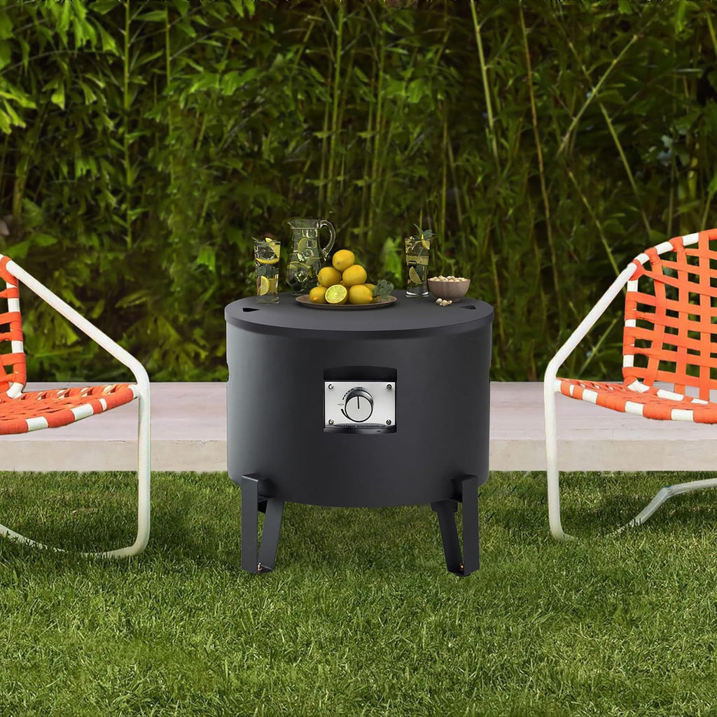 Portable Propane Fire Pit for Camping RV 50,000 BTU Round 15'' H x 16'' W Portable Gas Firepit W/Lid