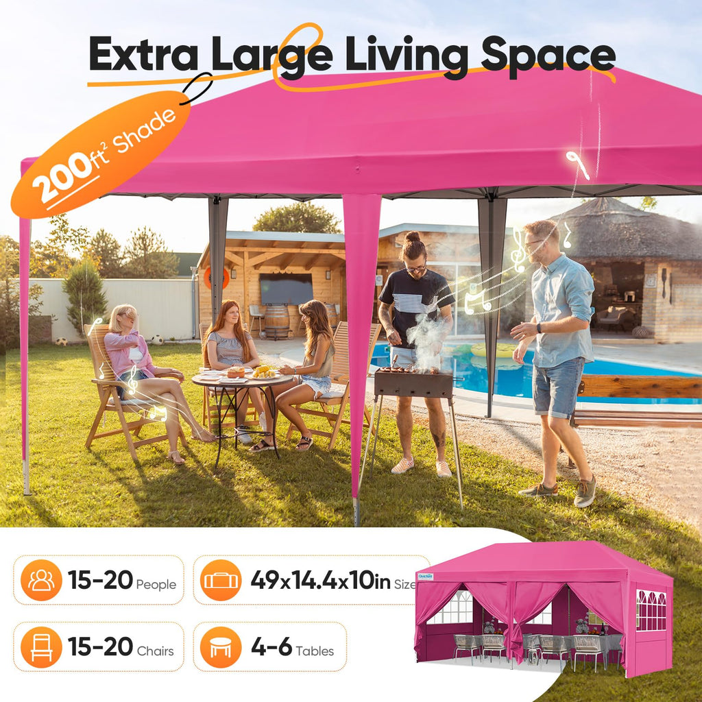 10x20 Pop Up Canopy with 6 Sidewalls & Church Windows